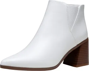 Vepose Women's 9631 Ankle Booties Pointed Toe, Block Chunky Heel Boots with Side Zipper