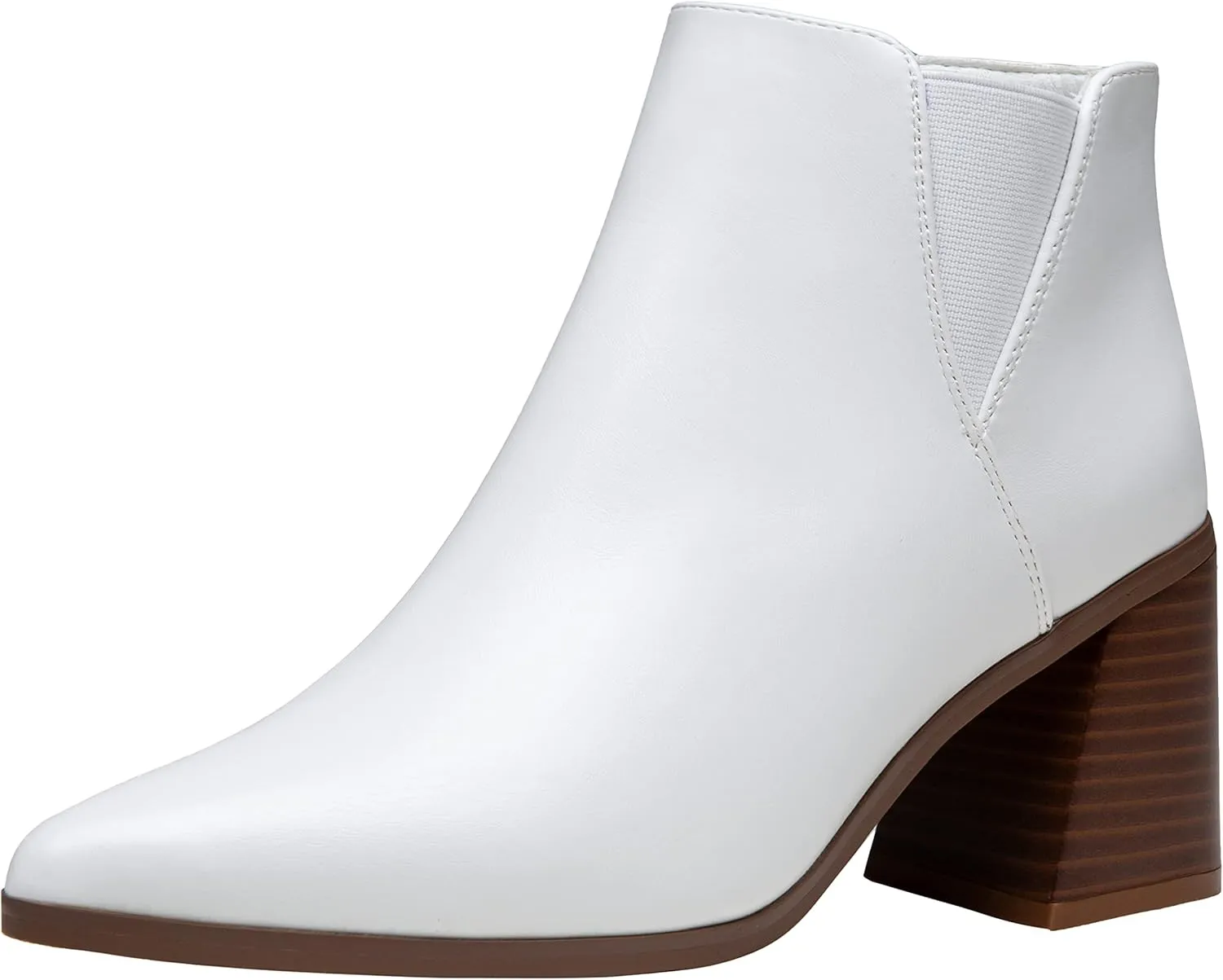 Vepose Women's 9631 Ankle Booties Pointed Toe, Block Chunky Heel Boots with Side Zipper