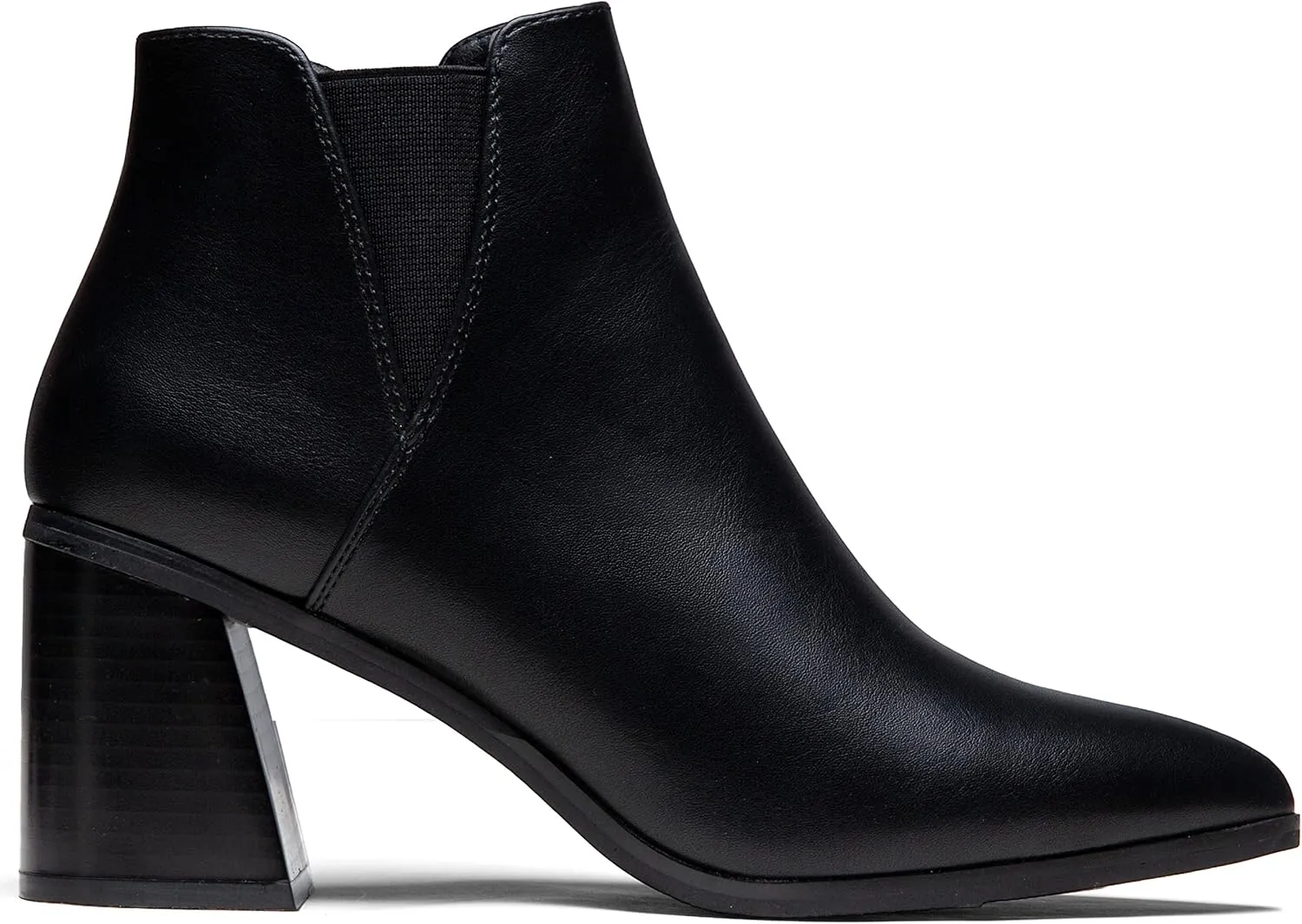Vepose Women's 9631 Ankle Booties Pointed Toe, Block Chunky Heel Boots with Side Zipper