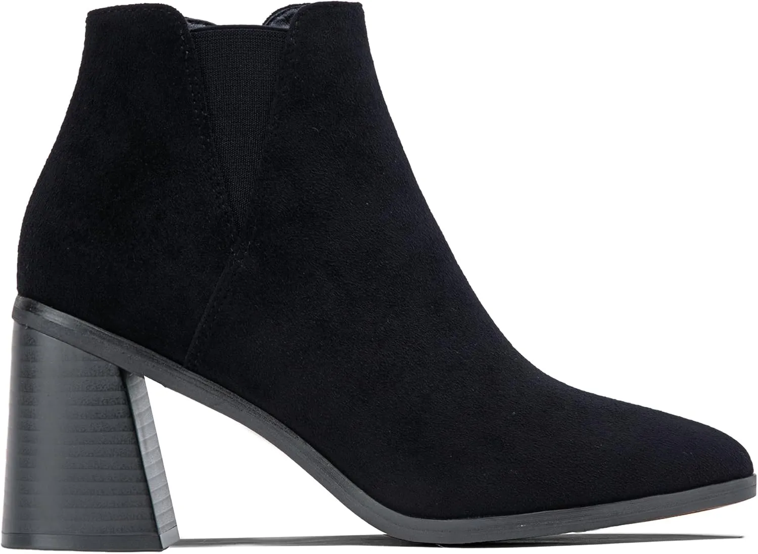 Vepose Women's 9631 Ankle Booties Pointed Toe, Block Chunky Heel Boots with Side Zipper