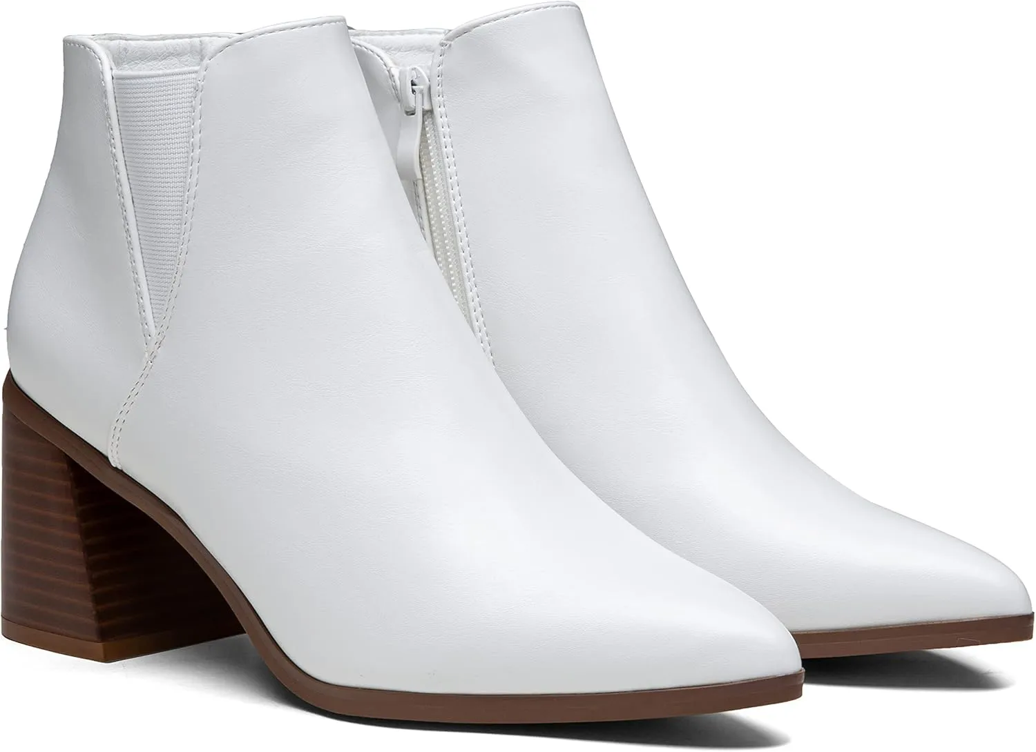 Vepose Women's 9631 Ankle Booties Pointed Toe, Block Chunky Heel Boots with Side Zipper