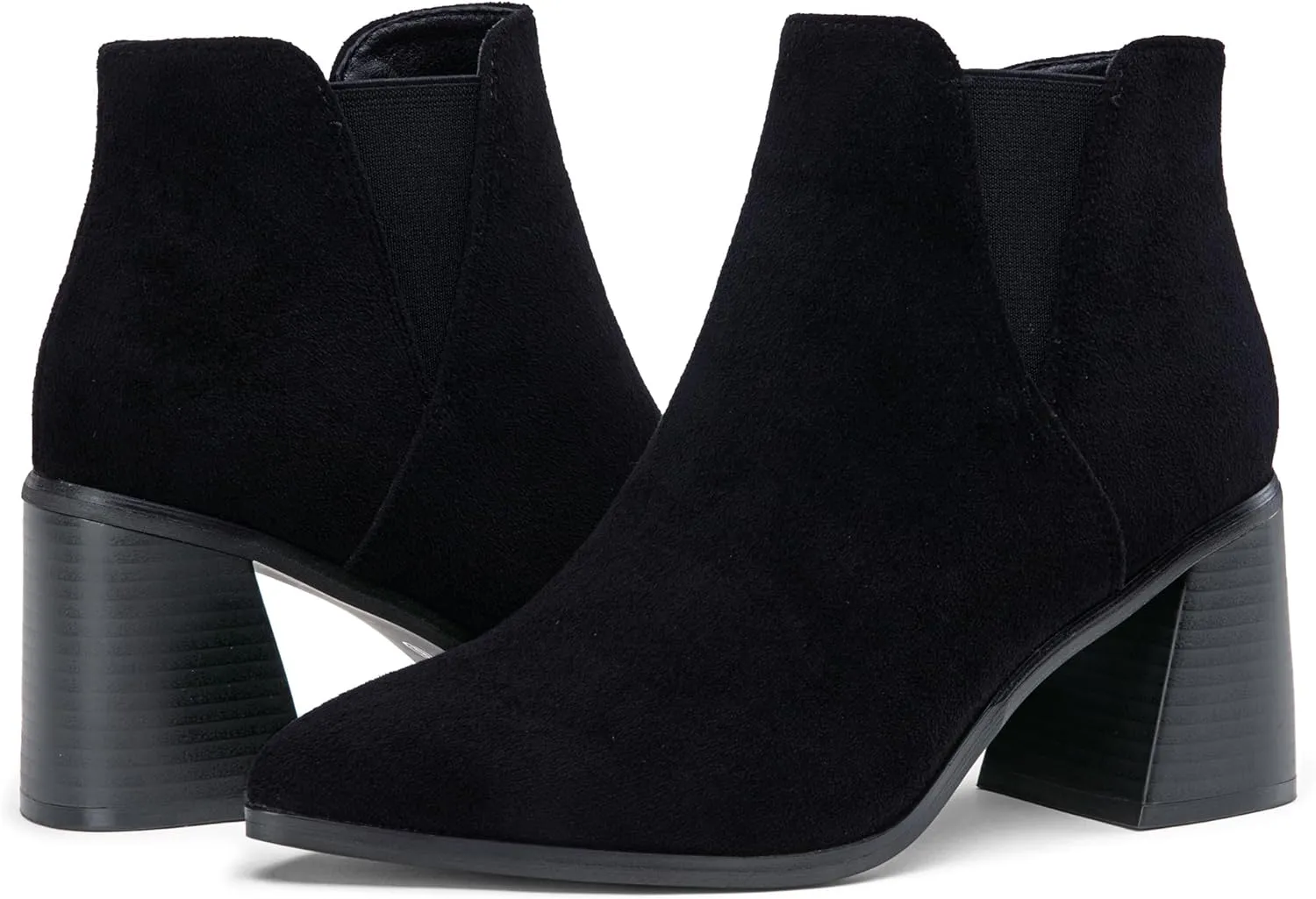 Vepose Women's 9631 Ankle Booties Pointed Toe, Block Chunky Heel Boots with Side Zipper