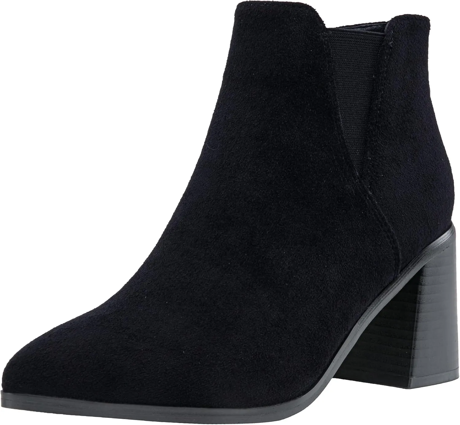 Vepose Women's 9631 Ankle Booties Pointed Toe, Block Chunky Heel Boots with Side Zipper