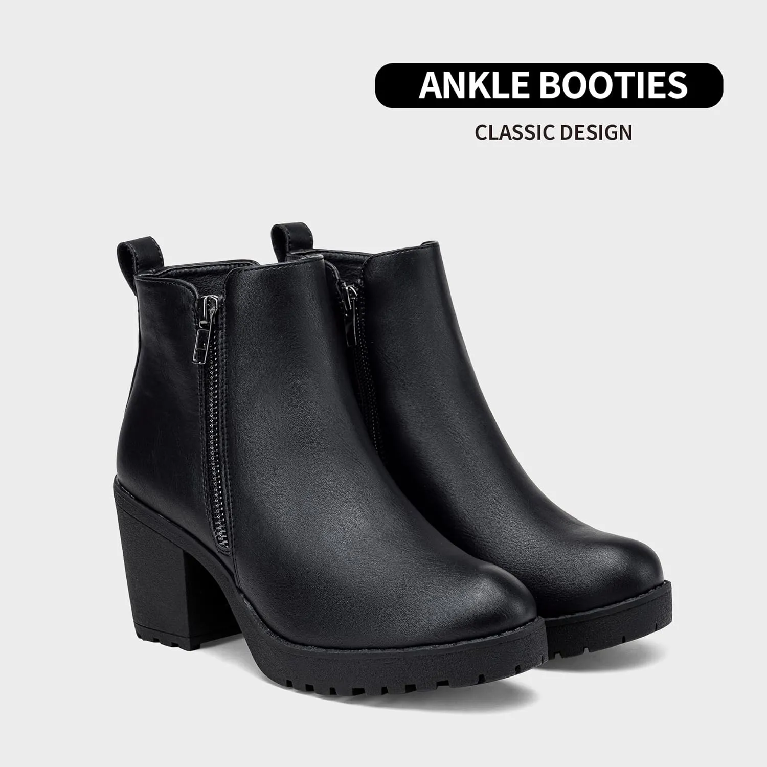 Vepose Women’s Ankle Chunky Heeled Boots Platform Chelsea Retro Short 999 Booties with Zipper