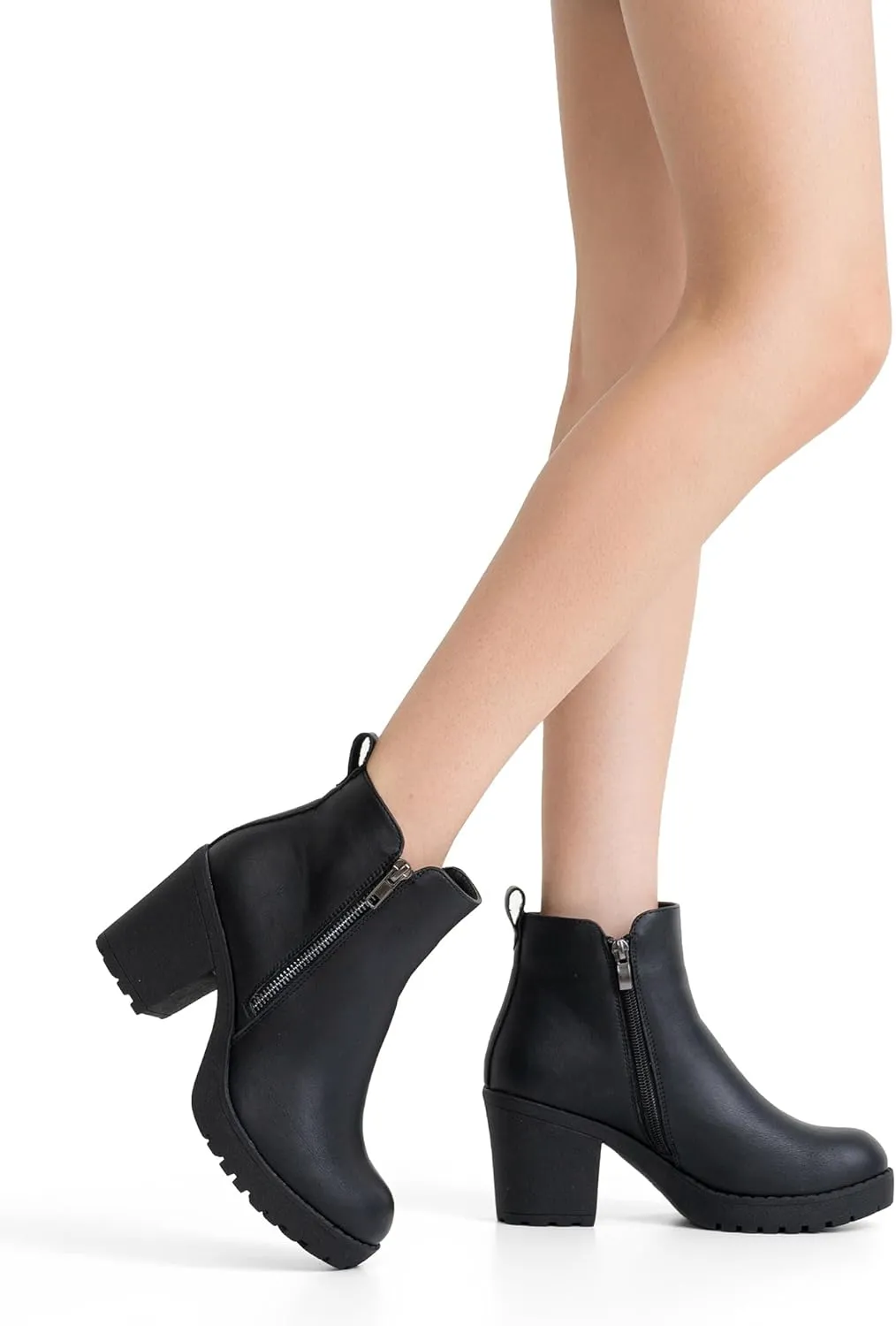 Vepose Women’s Ankle Chunky Heeled Boots Platform Chelsea Retro Short 999 Booties with Zipper