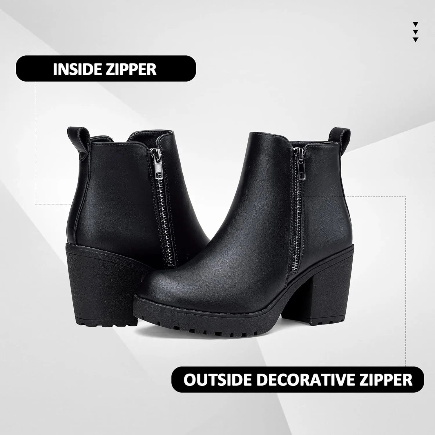 Vepose Women’s Ankle Chunky Heeled Boots Platform Chelsea Retro Short 999 Booties with Zipper