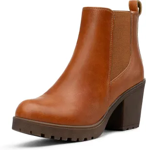 Vepose Women’s Ankle Chunky Heeled Boots Platform Chelsea Retro Short 999 Booties with Zipper