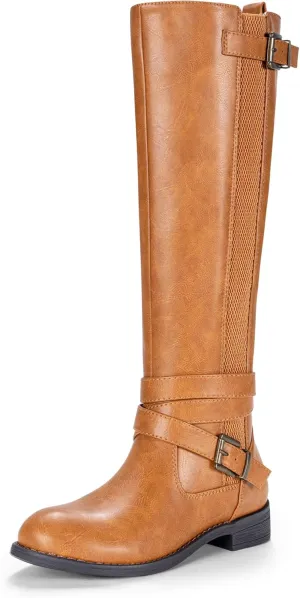 Vepose Women's Riding Knee High Boots Calf Tall Stretch Retro Low Heel 952 Boots with Zipper