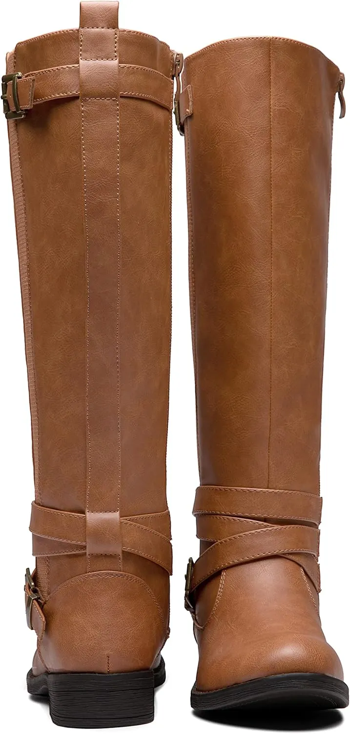 Vepose Women's Riding Knee High Boots Calf Tall Stretch Retro Low Heel 952 Boots with Zipper