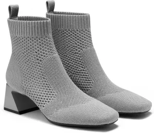 VIVAIA Melissa Women's Ankle Boots Slip on 1.77'' Chunky Block Mid Heel Booties Pointed Toe Retro-inspired Design