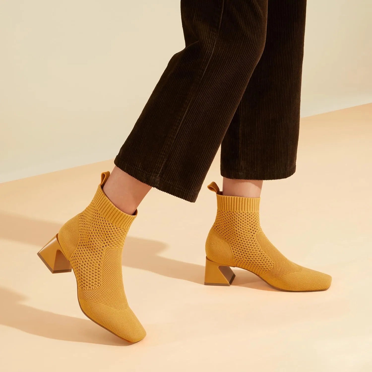 VIVAIA Melissa Women's Ankle Boots Slip on 1.77'' Chunky Block Mid Heel Booties Pointed Toe Retro-inspired Design