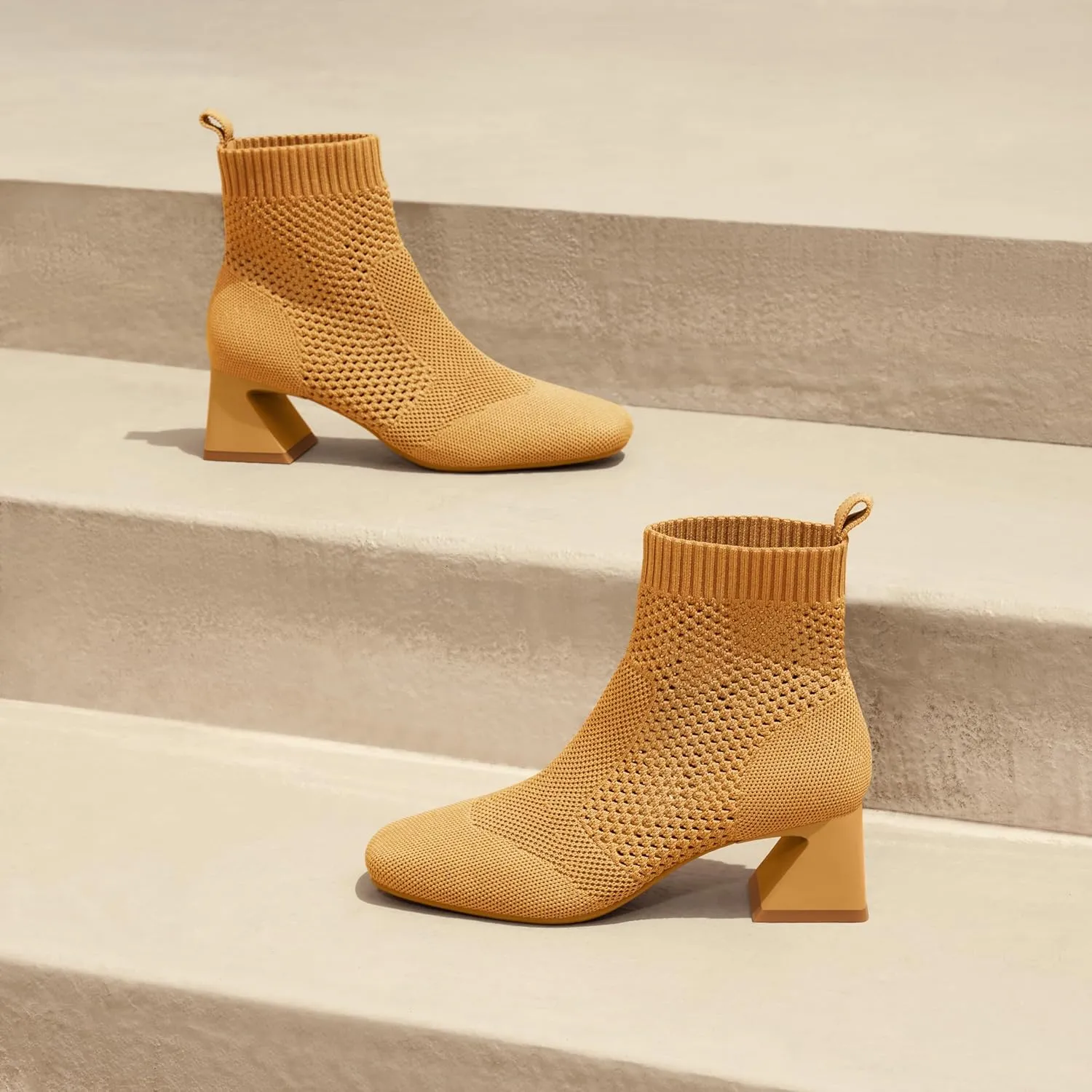 VIVAIA Melissa Women's Ankle Boots Slip on 1.77'' Chunky Block Mid Heel Booties Pointed Toe Retro-inspired Design