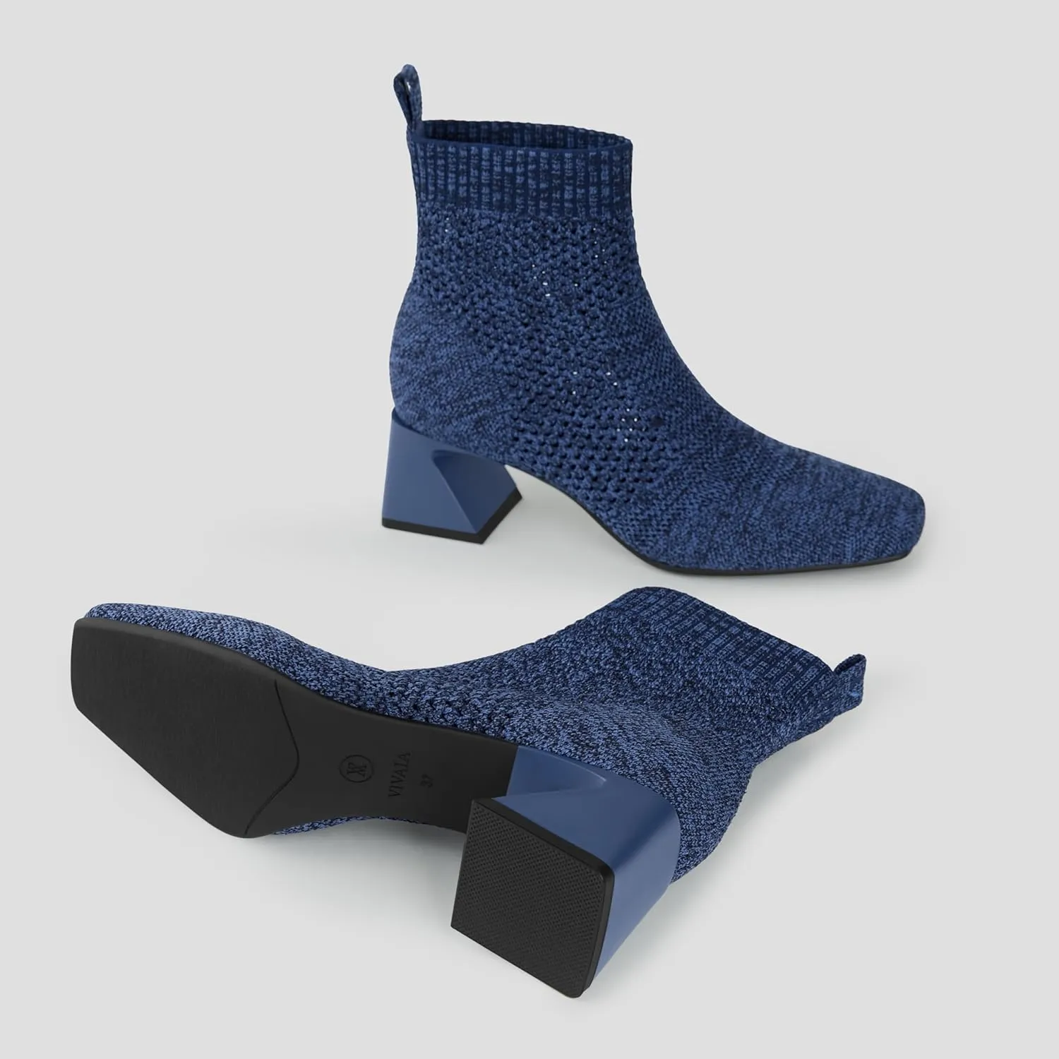 VIVAIA Melissa Women's Ankle Boots Slip on 1.77'' Chunky Block Mid Heel Booties Pointed Toe Retro-inspired Design