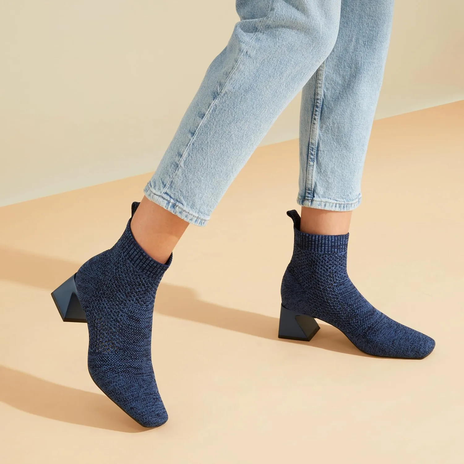 VIVAIA Melissa Women's Ankle Boots Slip on 1.77'' Chunky Block Mid Heel Booties Pointed Toe Retro-inspired Design