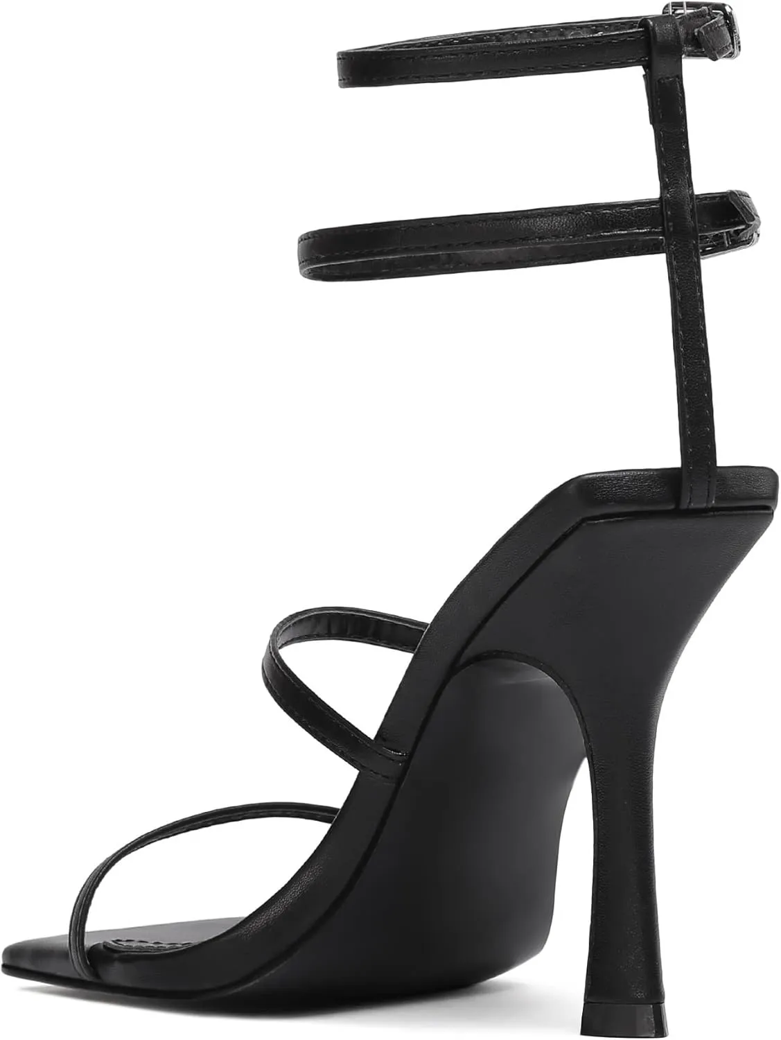 vivianly Women'S Square Toe Strappy Heels Sandal Multi Color Ankle Strap Heeled Sandals Sexy Stiletto High Heels