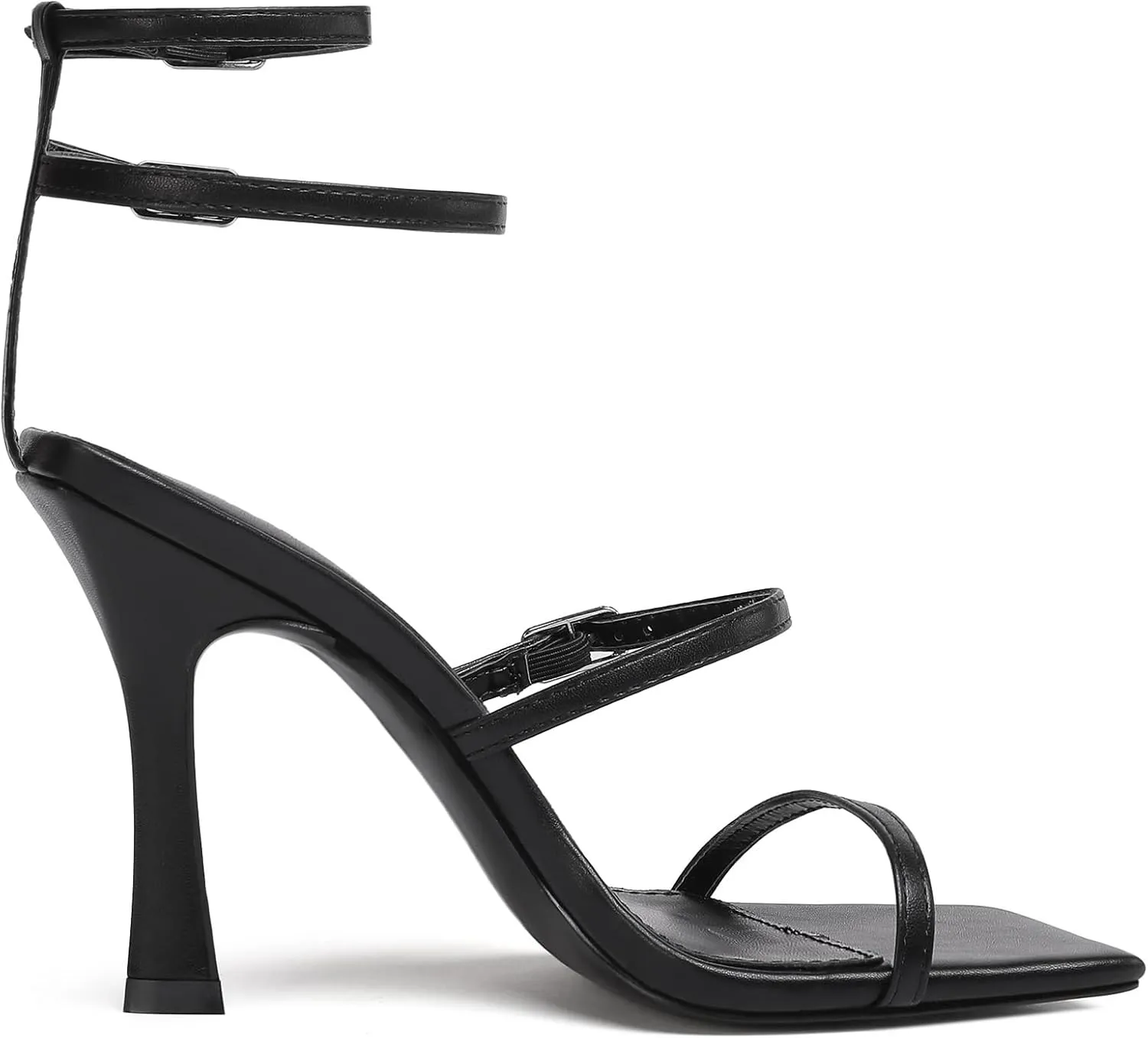 vivianly Women'S Square Toe Strappy Heels Sandal Multi Color Ankle Strap Heeled Sandals Sexy Stiletto High Heels
