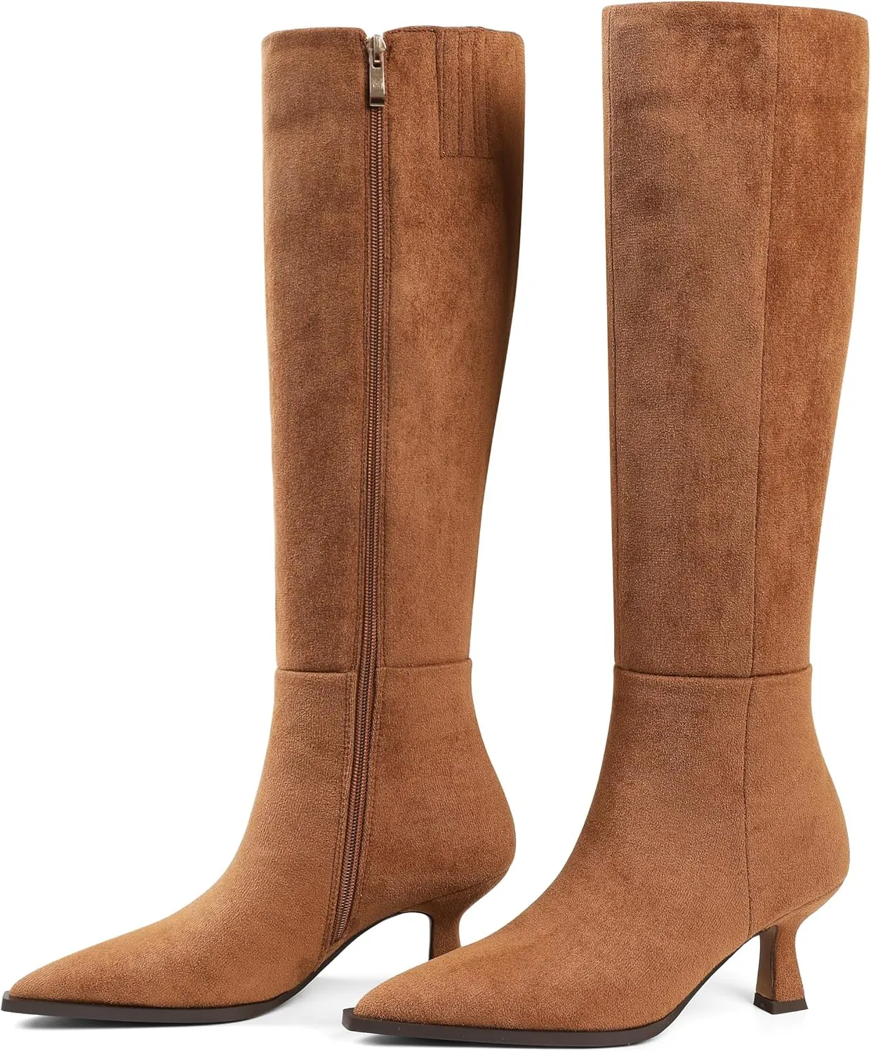 VOMIRA Knee High Boots for Women Black Boots Pointy Toe Kitten Heels Wide Calf Boots 3 In High Heels Long Boots Stiletto Boots Dress Tall Boots
