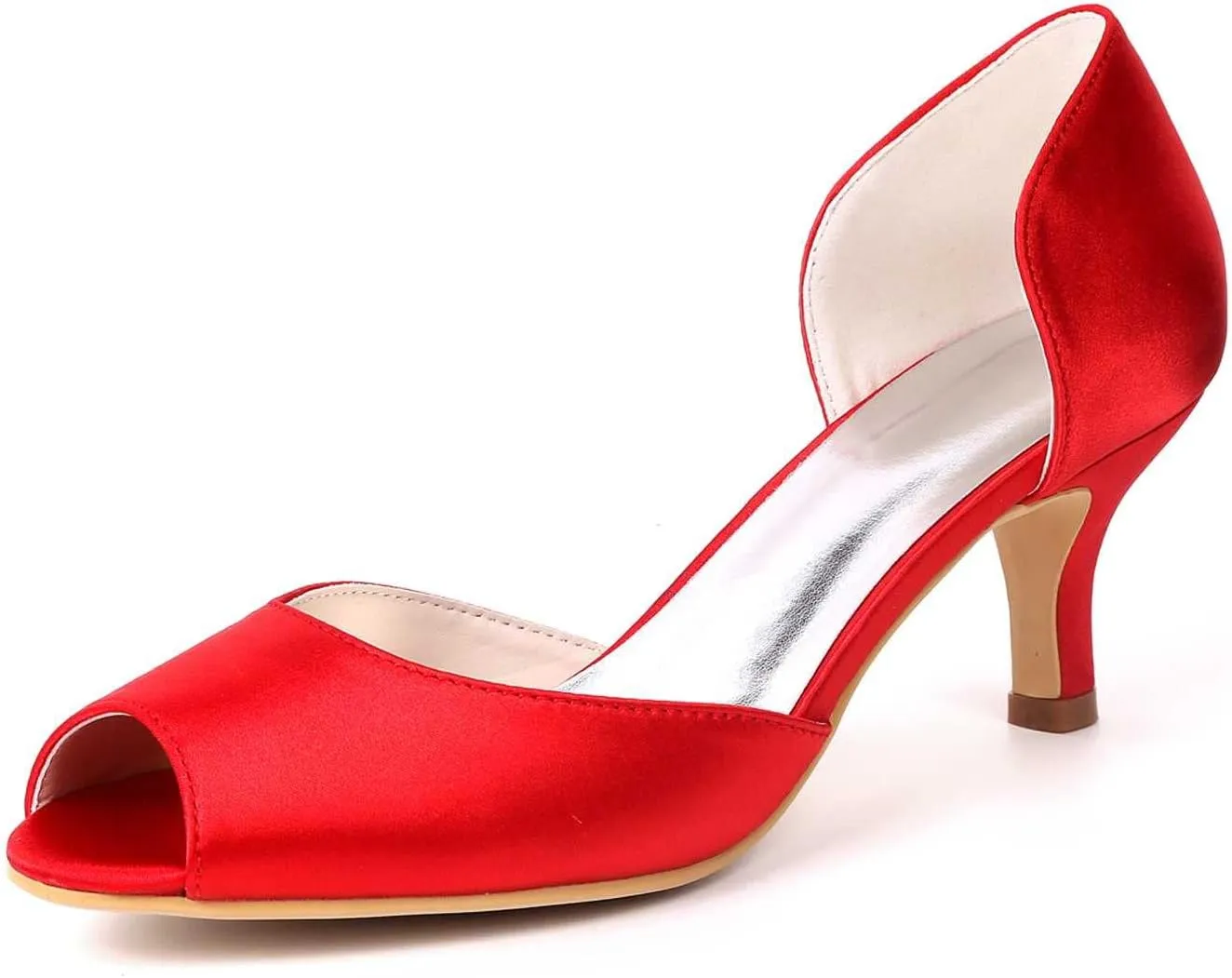 Wedding Heels Peep Toe High Heel Slip-On Satin Bridal Shoes for Women, Perfect for Evening Parties, Proms & Dressy Occasions