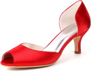 Wedding Heels Peep Toe High Heel Slip-On Satin Bridal Shoes for Women, Perfect for Evening Parties, Proms & Dressy Occasions