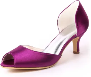 Wedding Heels Peep Toe High Heel Slip-On Satin Bridal Shoes for Women, Perfect for Evening Parties, Proms & Dressy Occasions