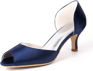 Wedding Heels Peep Toe High Heel Slip-On Satin Bridal Shoes for Women, Perfect for Evening Parties, Proms & Dressy Occasions