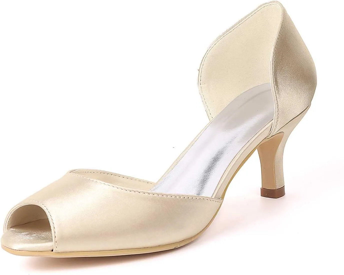 Wedding Heels Peep Toe High Heel Slip-On Satin Bridal Shoes for Women, Perfect for Evening Parties, Proms & Dressy Occasions