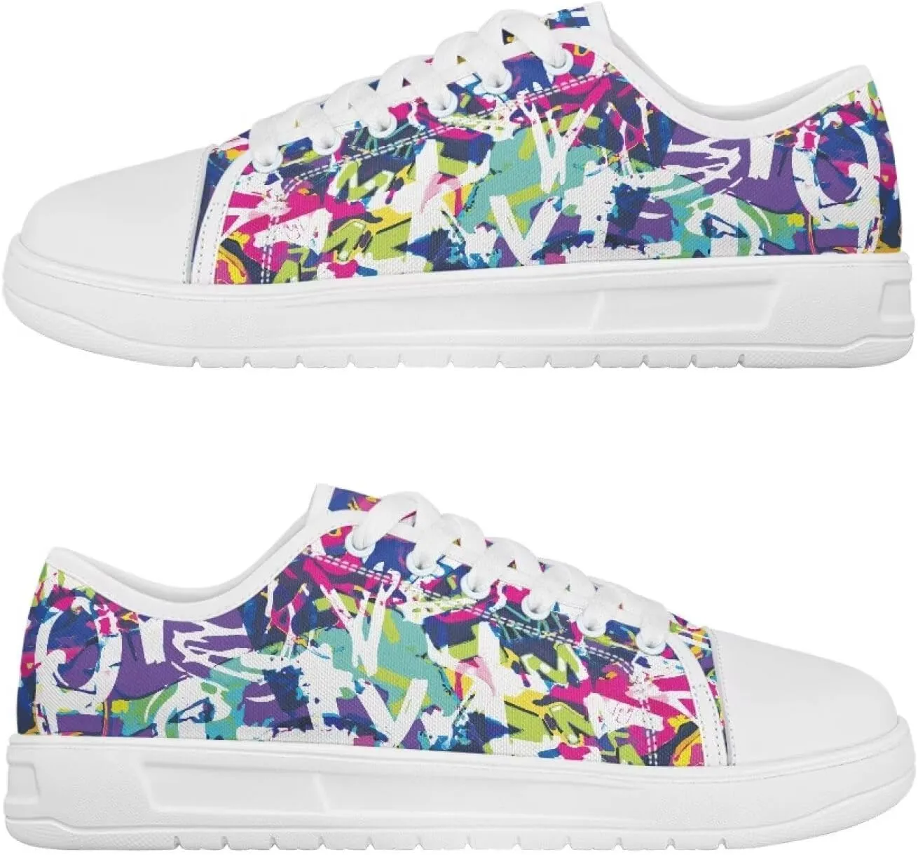 White Sneakers for Women Low Top Canvas Shoes Womens Walking Shoes Women's Fashion Sneaker Lace Up Casual Tennis Shoe