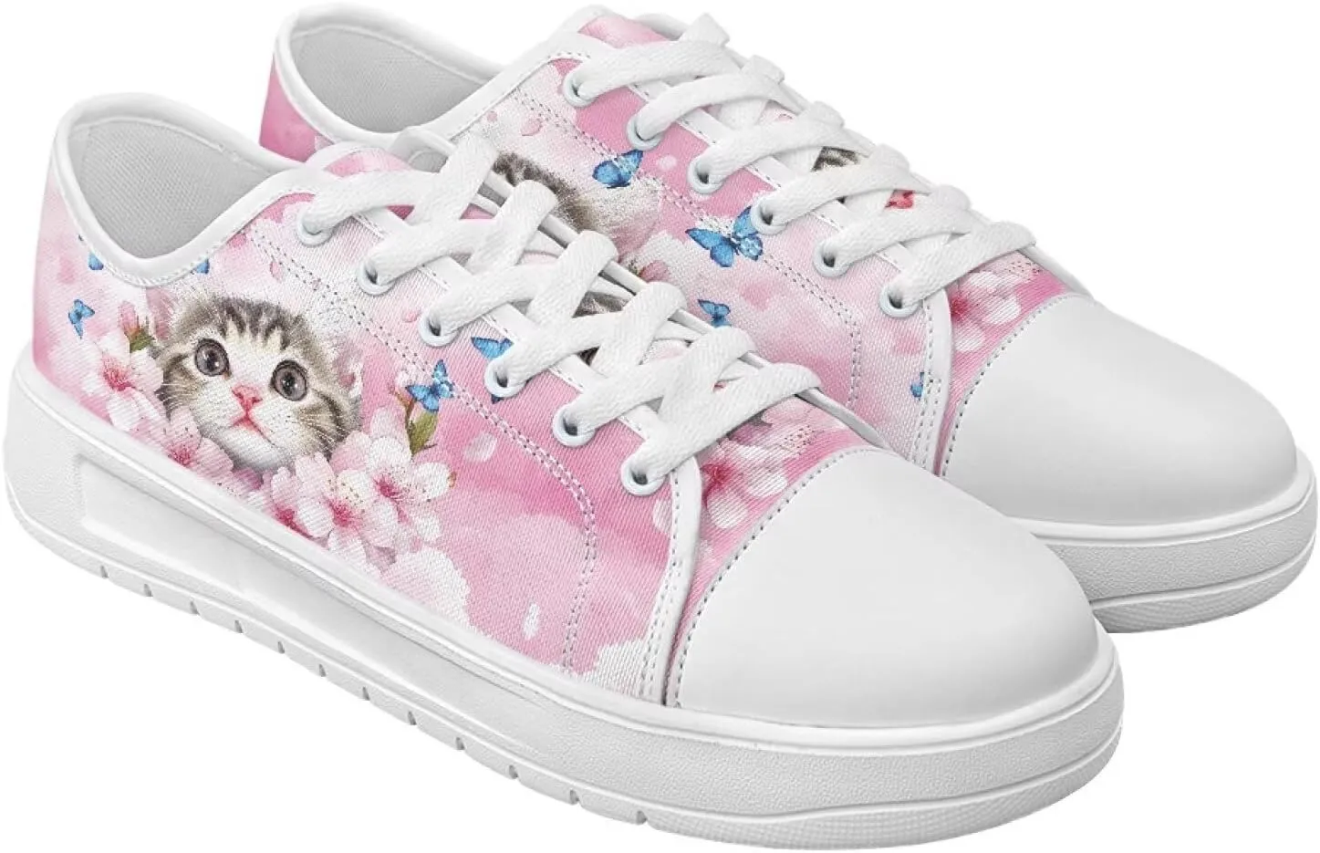White Sneakers for Women Low Top Canvas Shoes Womens Walking Shoes Women's Fashion Sneaker Lace Up Casual Tennis Shoe