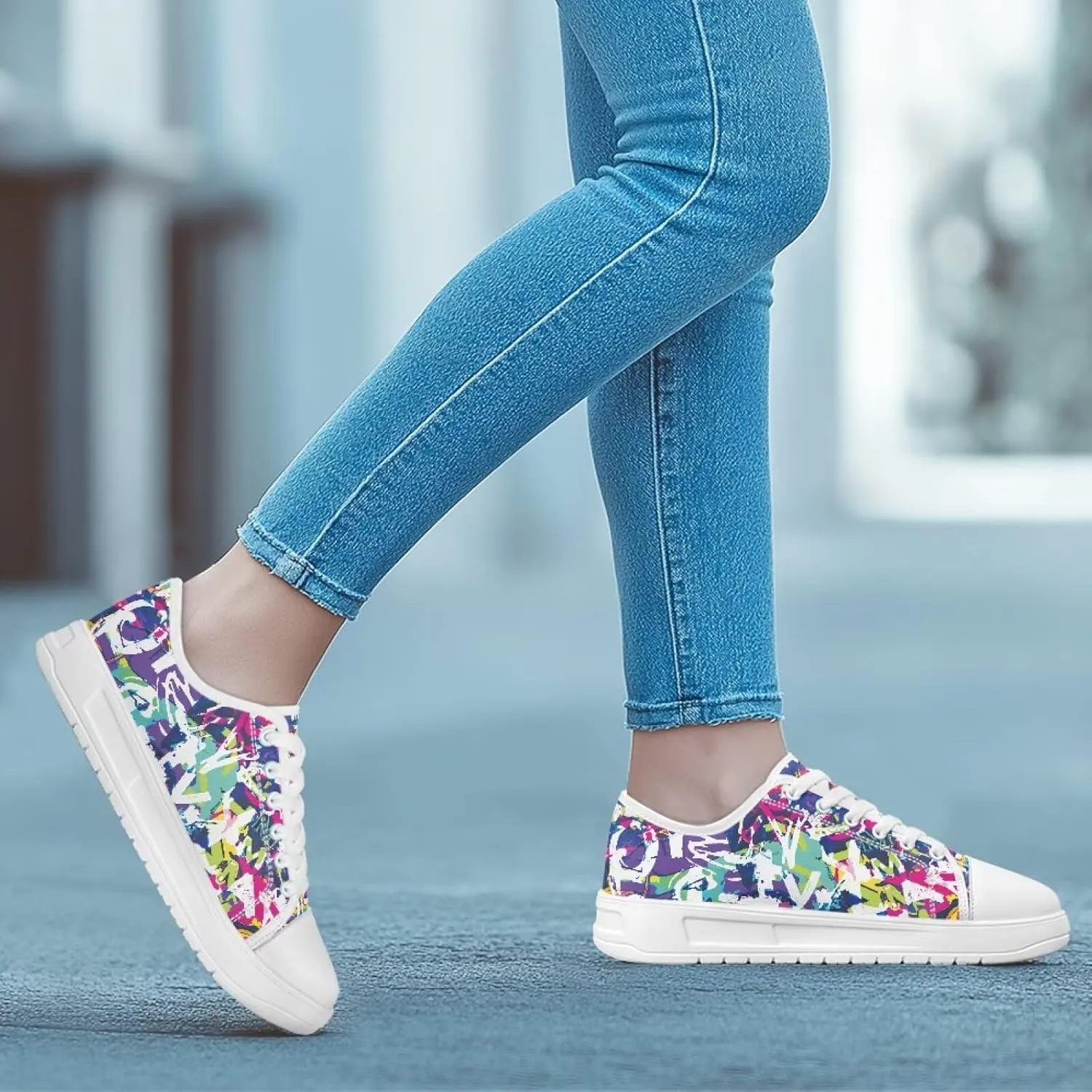 White Sneakers for Women Low Top Canvas Shoes Womens Walking Shoes Women's Fashion Sneaker Lace Up Casual Tennis Shoe