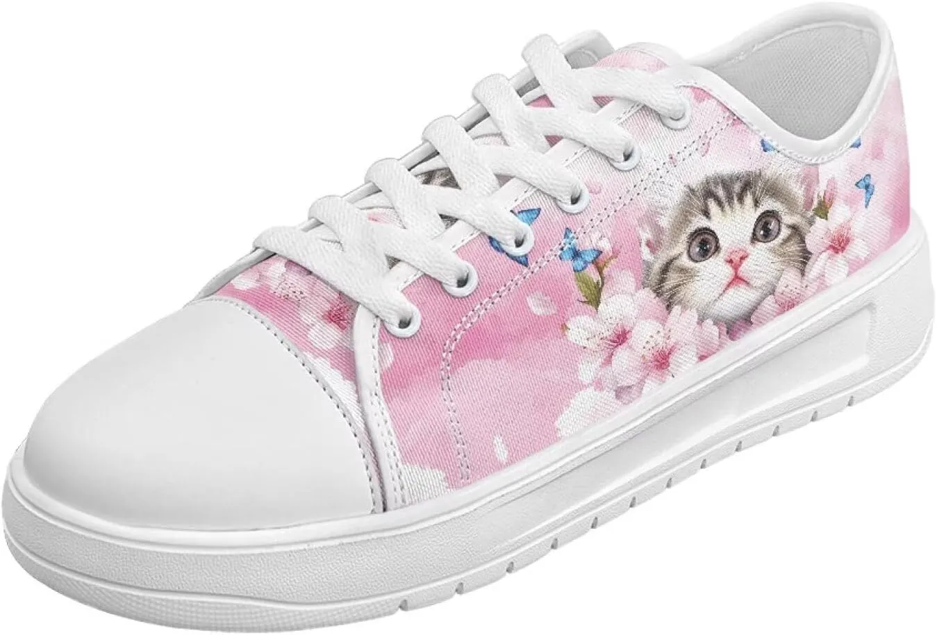 White Sneakers for Women Low Top Canvas Shoes Womens Walking Shoes Women's Fashion Sneaker Lace Up Casual Tennis Shoe