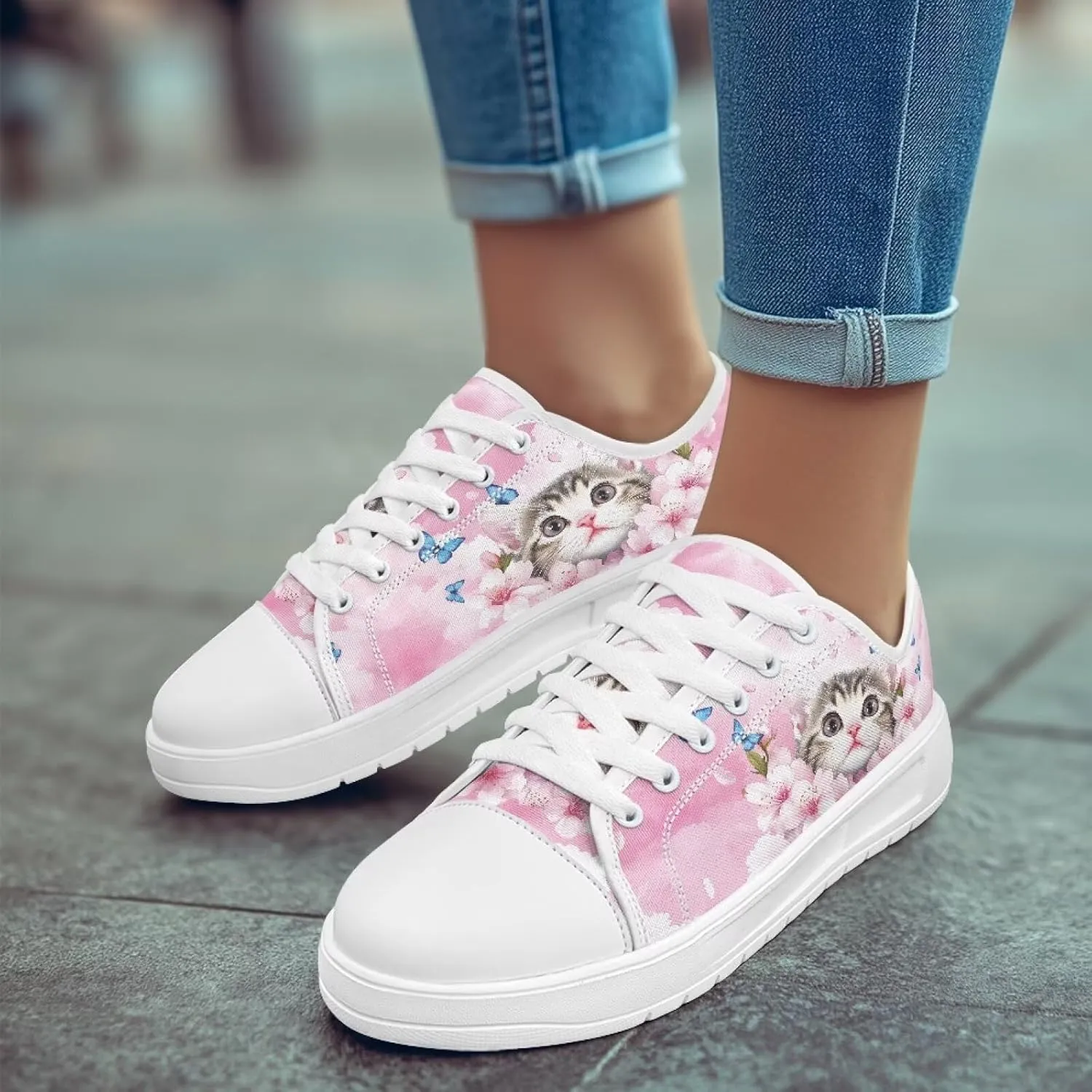White Sneakers for Women Low Top Canvas Shoes Womens Walking Shoes Women's Fashion Sneaker Lace Up Casual Tennis Shoe