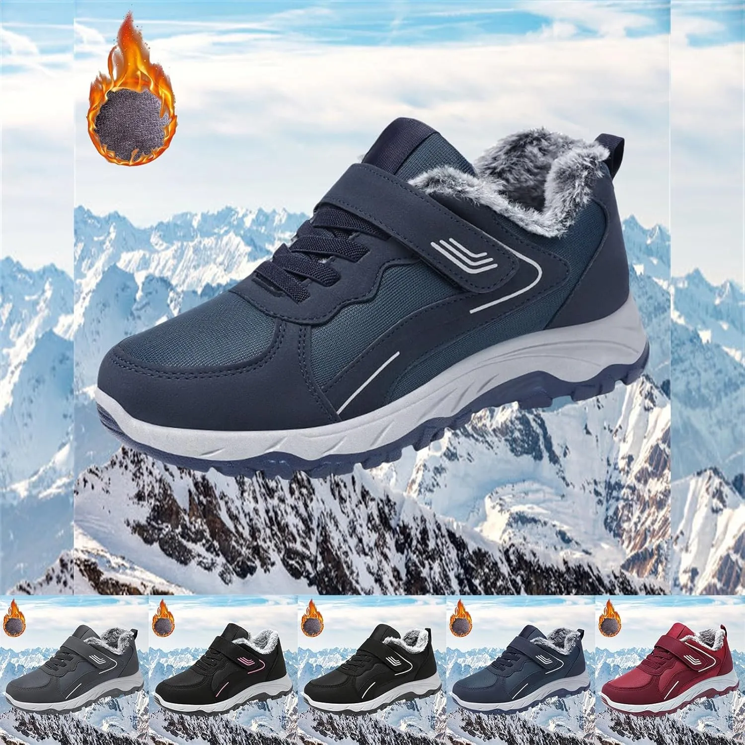 Winter Booties Warm Snow Boots Weather Comfortable And Mid Calf Sneaker 𝐖aterproof Plush Lined Walking Sneaker