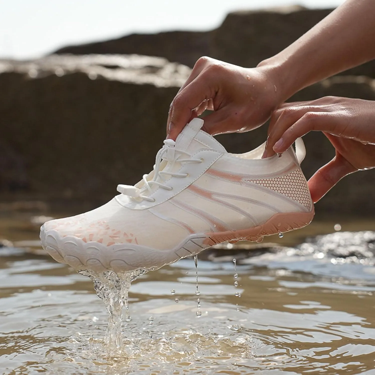 Women Hike Barefoot Shoes Men Breathable & Non-Slip Footwear Barefoot Shoes with Wide Toe Box, Quick Dry Athletic Beach Swim Surf Hiking Trail Running Shoe