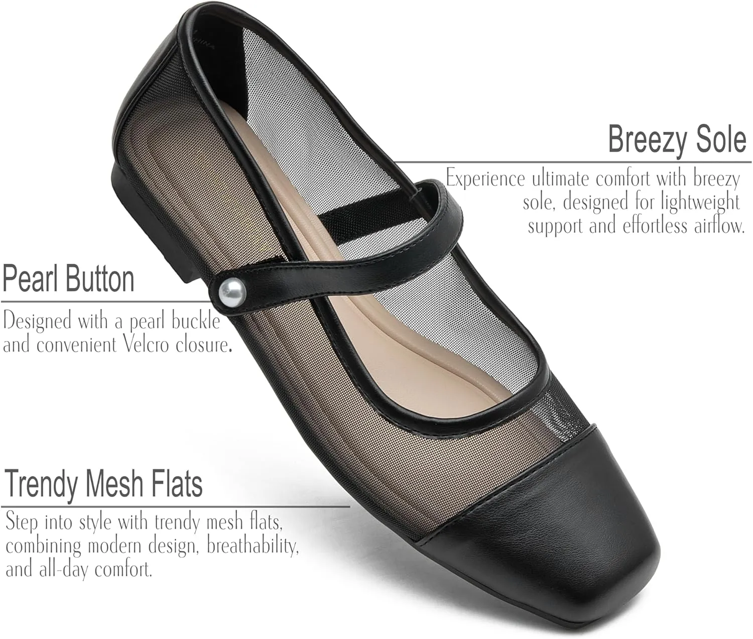 Women Mary Jane Shoes,Slip On Ankle Strap Dress Flat Shoes