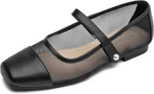 Women Mary Jane Shoes,Slip On Ankle Strap Dress Flat Shoes