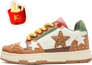 Women Y2K Star Sneakers, Harajuku Hamburger Fries Shoes, Versatile Kawaii Streetwear Trainers, Dopamine Tone Lightweight