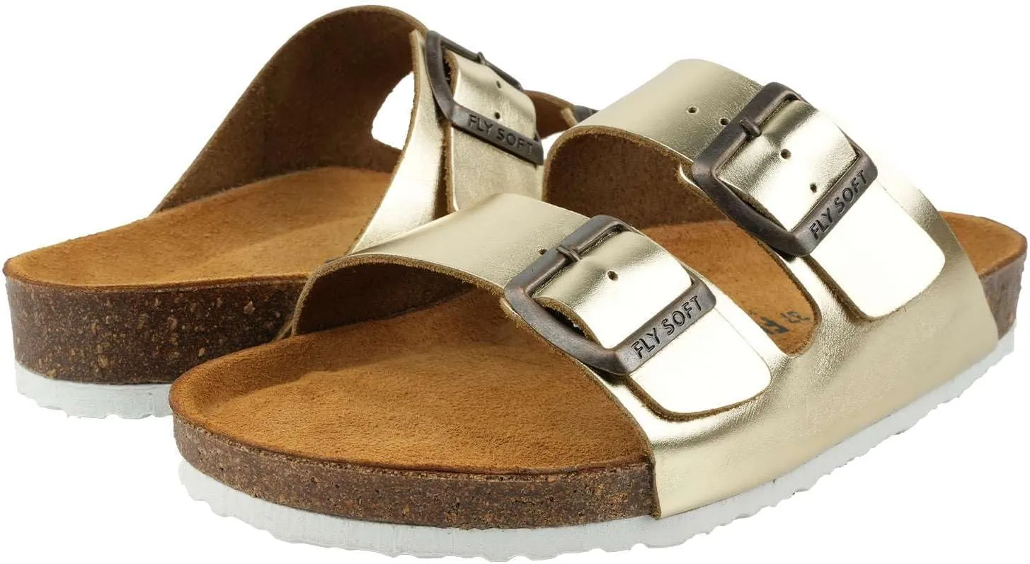 Women's 100% Genuine Leather Sandals - Comfortable Smart Foam Footbed, Slip-On Slides for Summer Wear, Adjustable Fit and Durable Non-Slip Sole