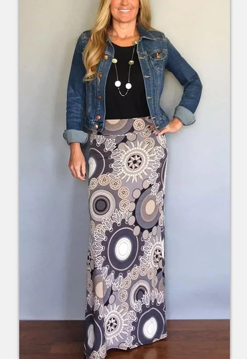 Women's Bohemian Print Long Maxi Skirt