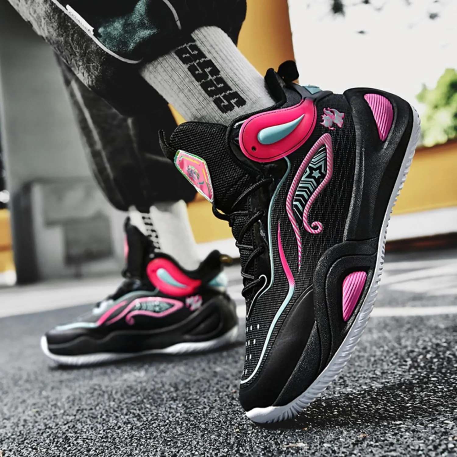 Womens Breathable Mesh Lace Up Basketball Shoes Fashion Lightweight Non-Slip Running Sneakers Soft Sole Athletic Tennis Casual Walking Sport Shoes