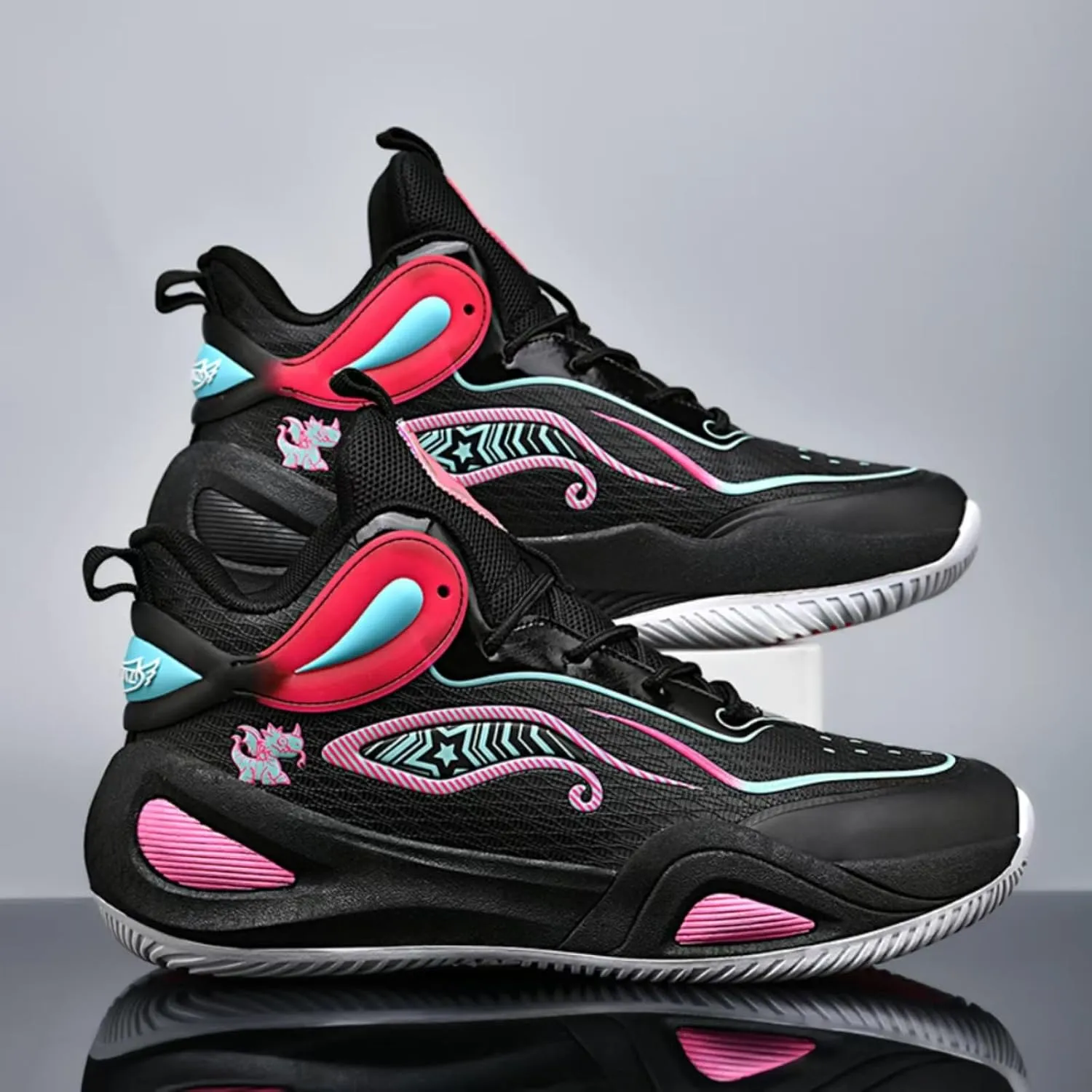 Womens Breathable Mesh Lace Up Basketball Shoes Fashion Lightweight Non-Slip Running Sneakers Soft Sole Athletic Tennis Casual Walking Sport Shoes