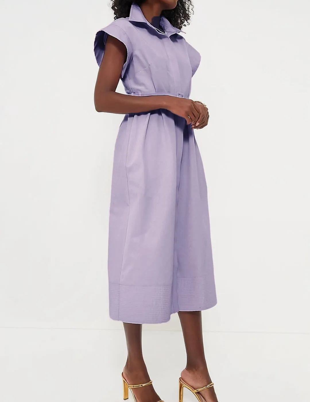 Women's Casual Button Shirt Dresses Short Sleeve Business Long Dresses Elegant Trench Coat with Pockets