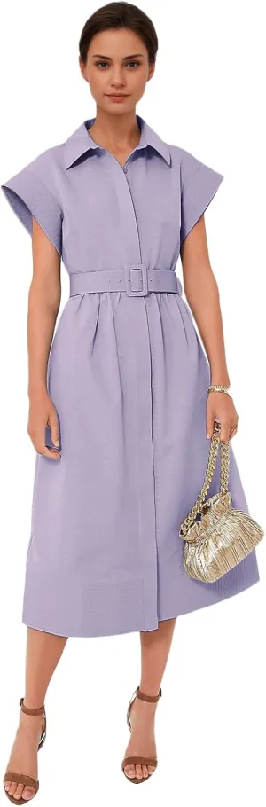 Women's Casual Button Shirt Dresses Short Sleeve Business Long Dresses Elegant Trench Coat with Pockets