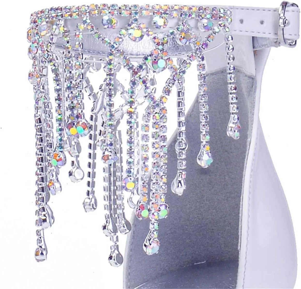 Women's Chunky High Heels Open Toe for Wedding Buckle Block Ankle Strap Rhinestones Dress Wedding Party Pumps Shoes