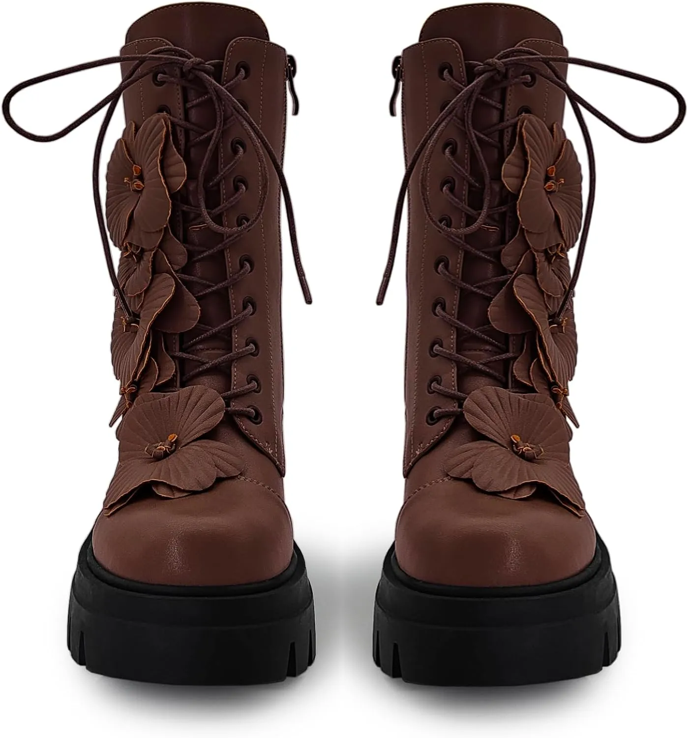 Women's Combat Boot Zebra Platform Ankle Adjustable Lace-Up Vamp Inside Zipper Fashion Party Boots