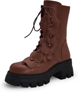 Women's Combat Boot Zebra Platform Ankle Adjustable Lace-Up Vamp Inside Zipper Fashion Party Boots