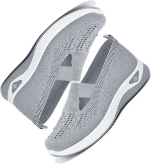 Women's Comfortable Breathable Knitted Sneakers, Woven Cut-Out Orthopedic Soft Arch Support Walking Shoes Low Top Sneakers for Woman