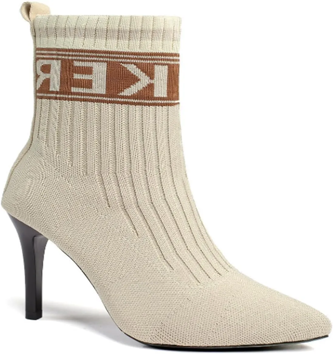 Women's Fashion Knit Stiletto High Heel Ankle Boots Stretch Knitted Fabric Short Sock Boots Sexy Pointed Toe Mid Calf Booties
