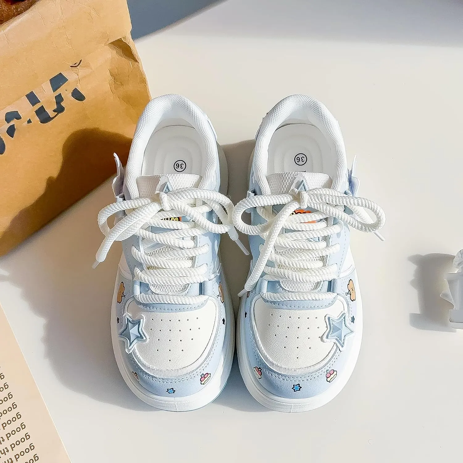 Women's Fashion Platform Sneakers Y2K Star Shoes Breathable Mesh Pink Sneakers Cute Walking Shoes