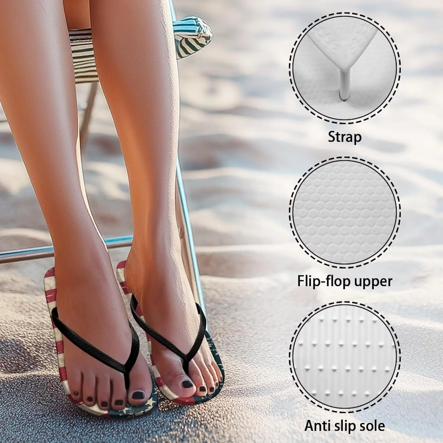 Women’s Flip Flop with Arch Support, Anti Slip Soft Comfortable Summer Slippers Beach Pool Bathroom Flat Slide Shoes