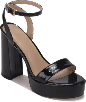 Women's High Heel Sandals Platform Open Toe Ankle Strap Block Heel Sandals 6 Inch Buckle Adjustable Evening Dress Party Wedding High Heel Sandals Round Toe Platform Dress Sandals